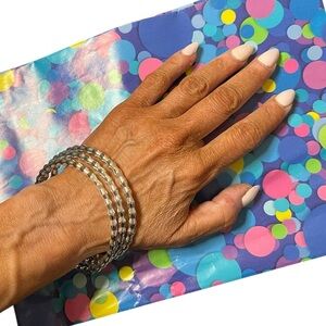 ✅Set of 3 bangles, silver plated finish, bamboo shape bracelets. 🩶